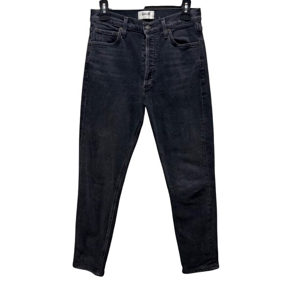 Agolde Nico High-Rise Slim Fit Button Fly Jeans In Washed Black Size 27 - Picture 3 of 8